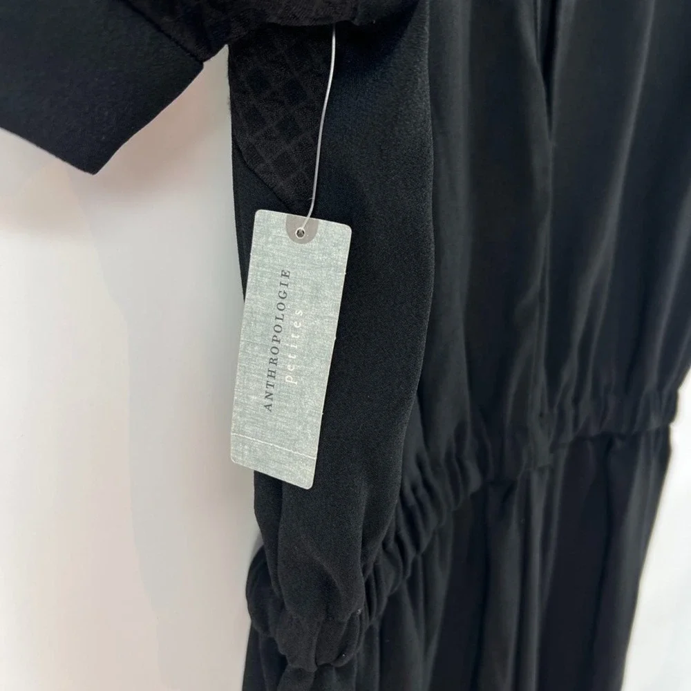 Anthropologie Allegory Jumpsuit Black Petite SP Textured Minimalist Capsule NWT